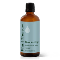 Plant Therapy Deodorizing Blend bottle with cap for easy room freshness.