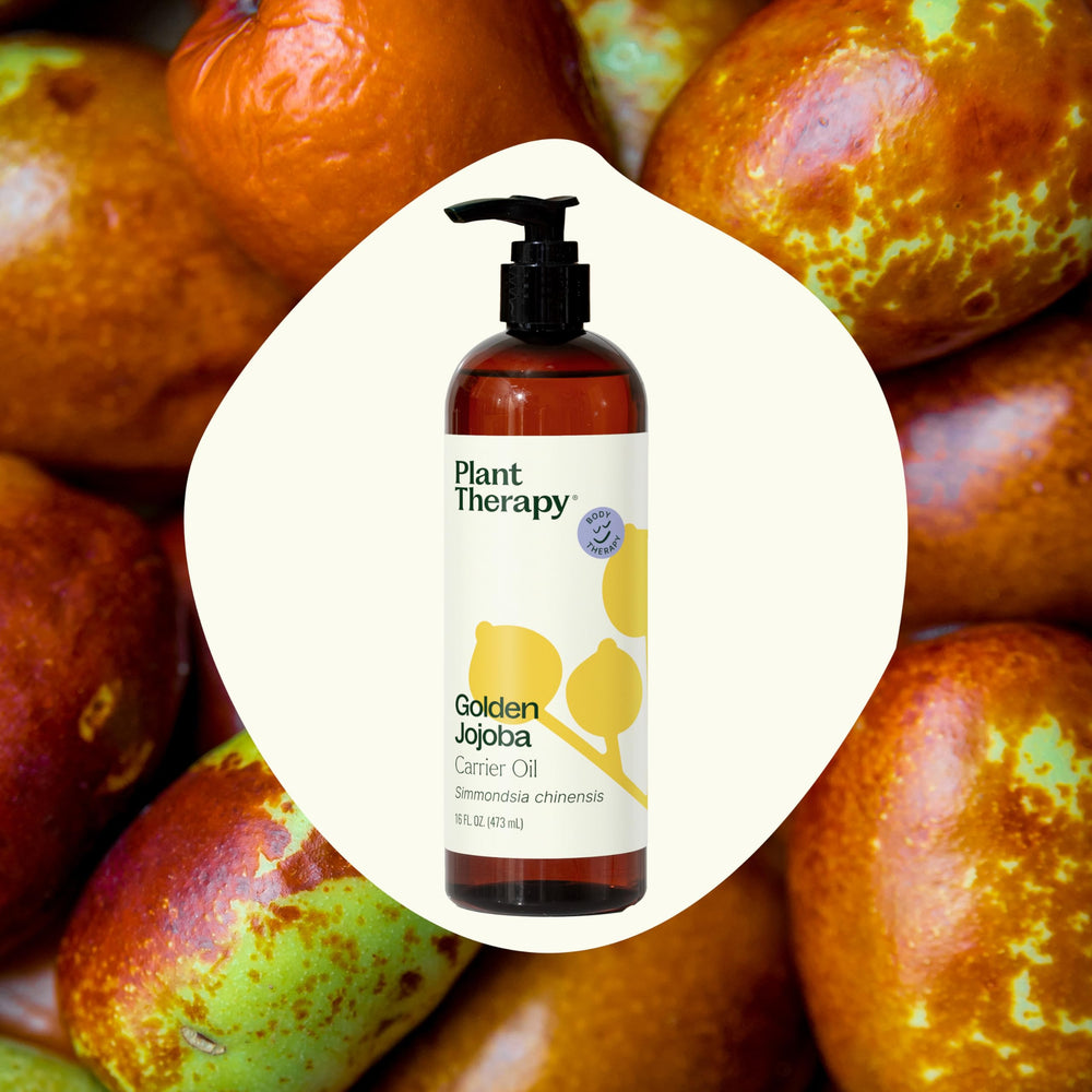 Plant Therapy Jojoba Golden Carrier Oil close-up reveals a nutrient-rich base
