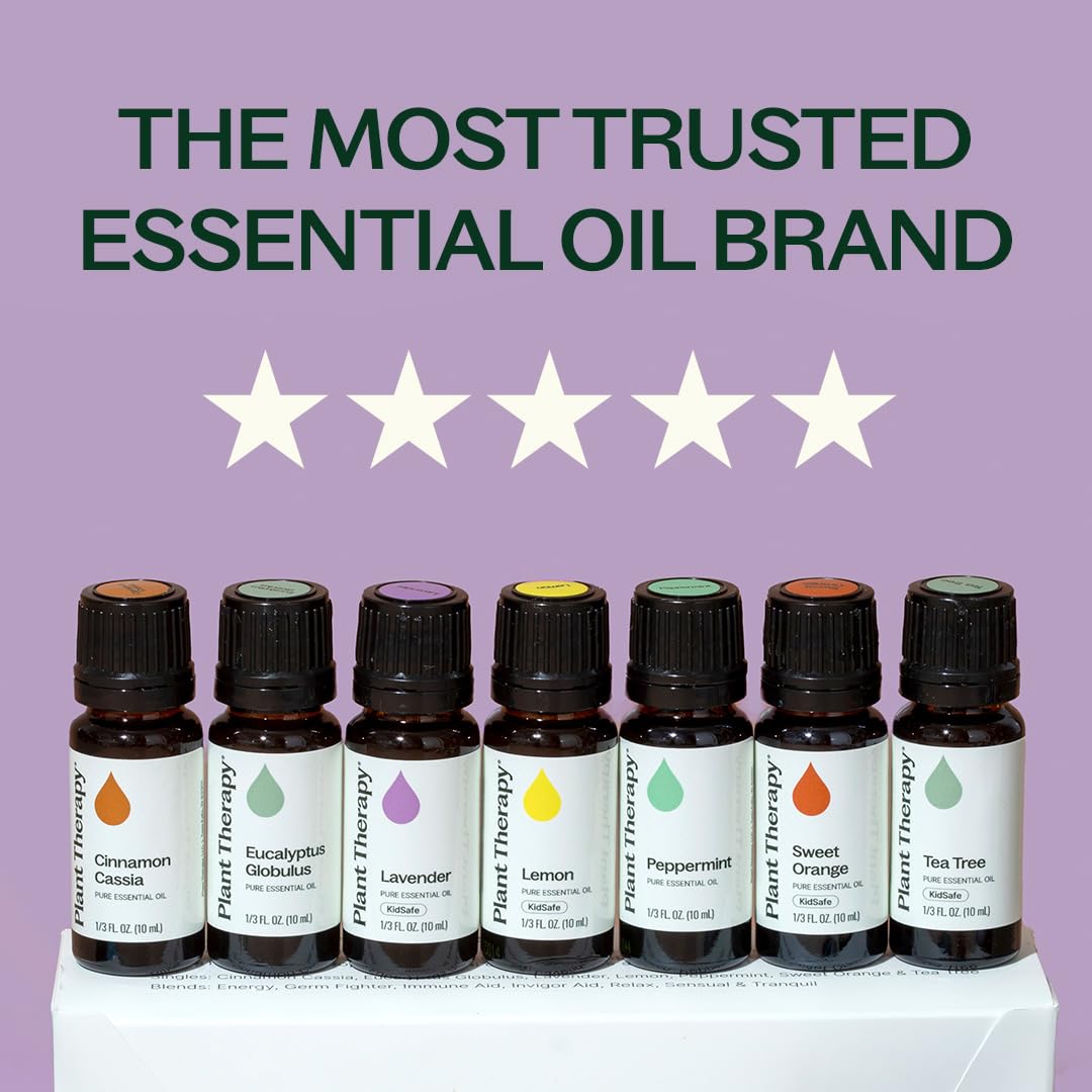 Plant Therapy Lavender oil bottle for calming aroma and skin routines.