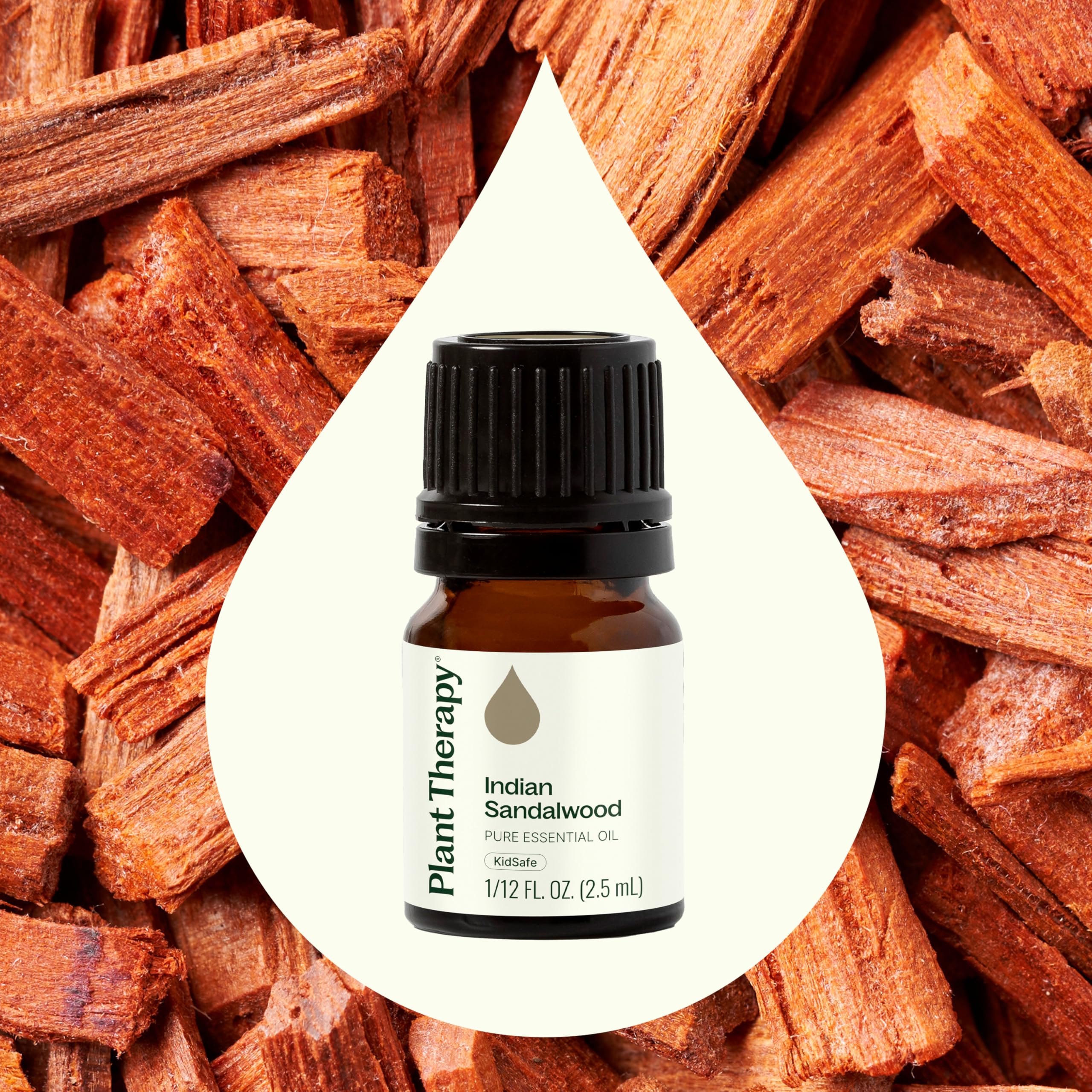 Plant Therapy Sandalwood Indian essential oil drops—easy to add to blends.
