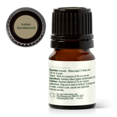 Plant Therapy Sandalwood Indian essential oil bottle close-up—trusted GC-MS tested quality.