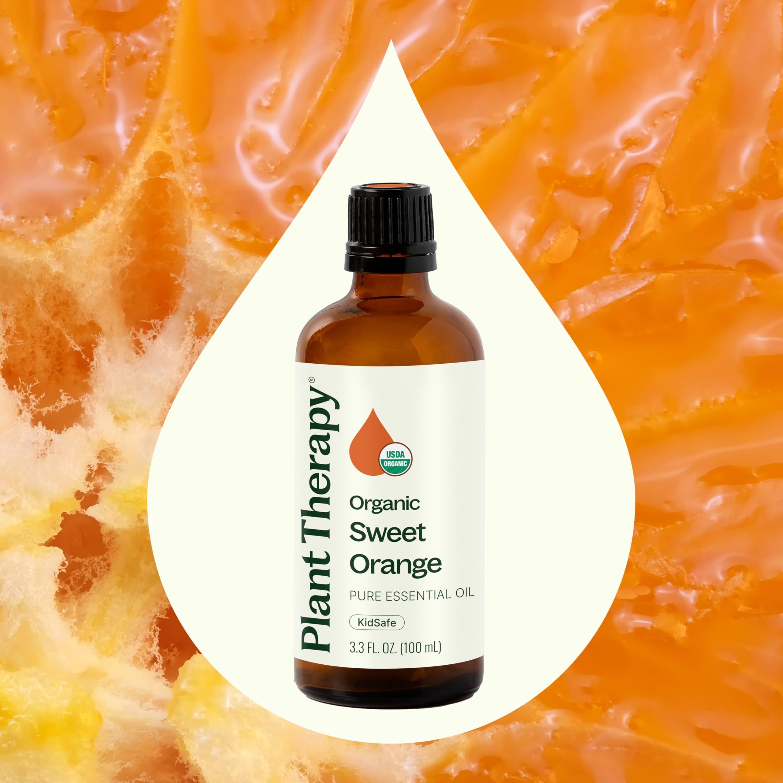 Plant Therapy Sweet Orange oil dropper enables precise dosing in DIY blends.