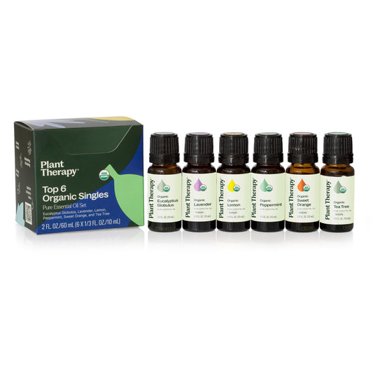 Plant Therapy Top 6 Organic Set eucalyptus bottle for diffusion and aroma routines