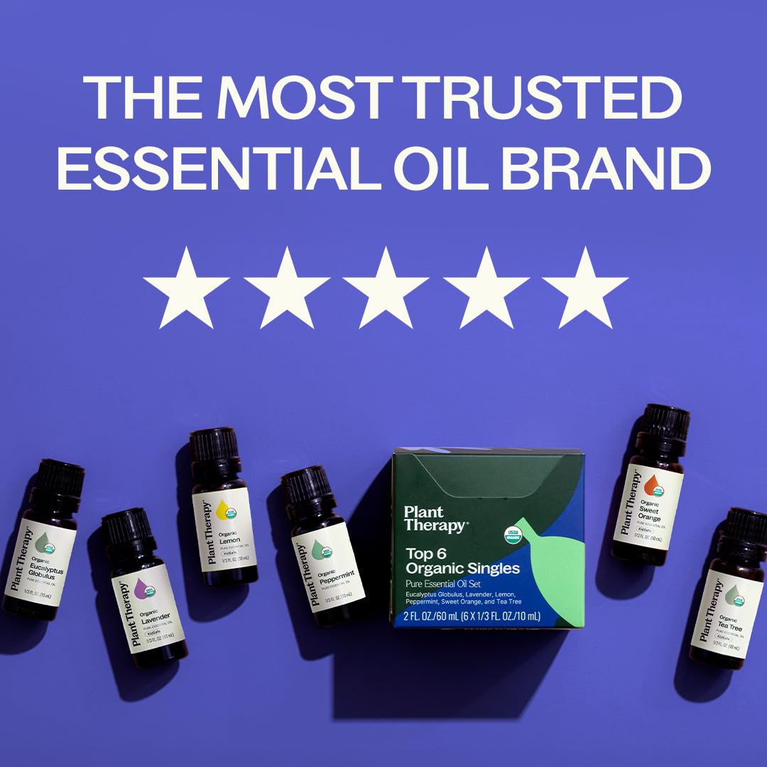Plant Therapy Top 6 Organic Set lemon bottle for uplifting mood and fresh spaces
