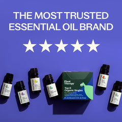 Plant Therapy Top 6 Organic Set lemon bottle for uplifting mood and fresh spaces