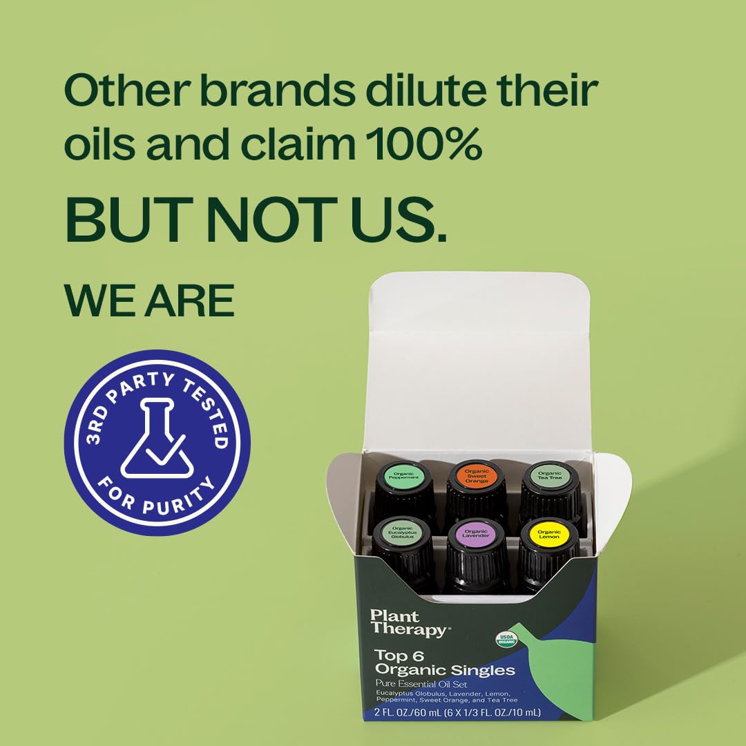 Plant Therapy Top 6 Organic Set tea tree bottle for versatile skincare routines