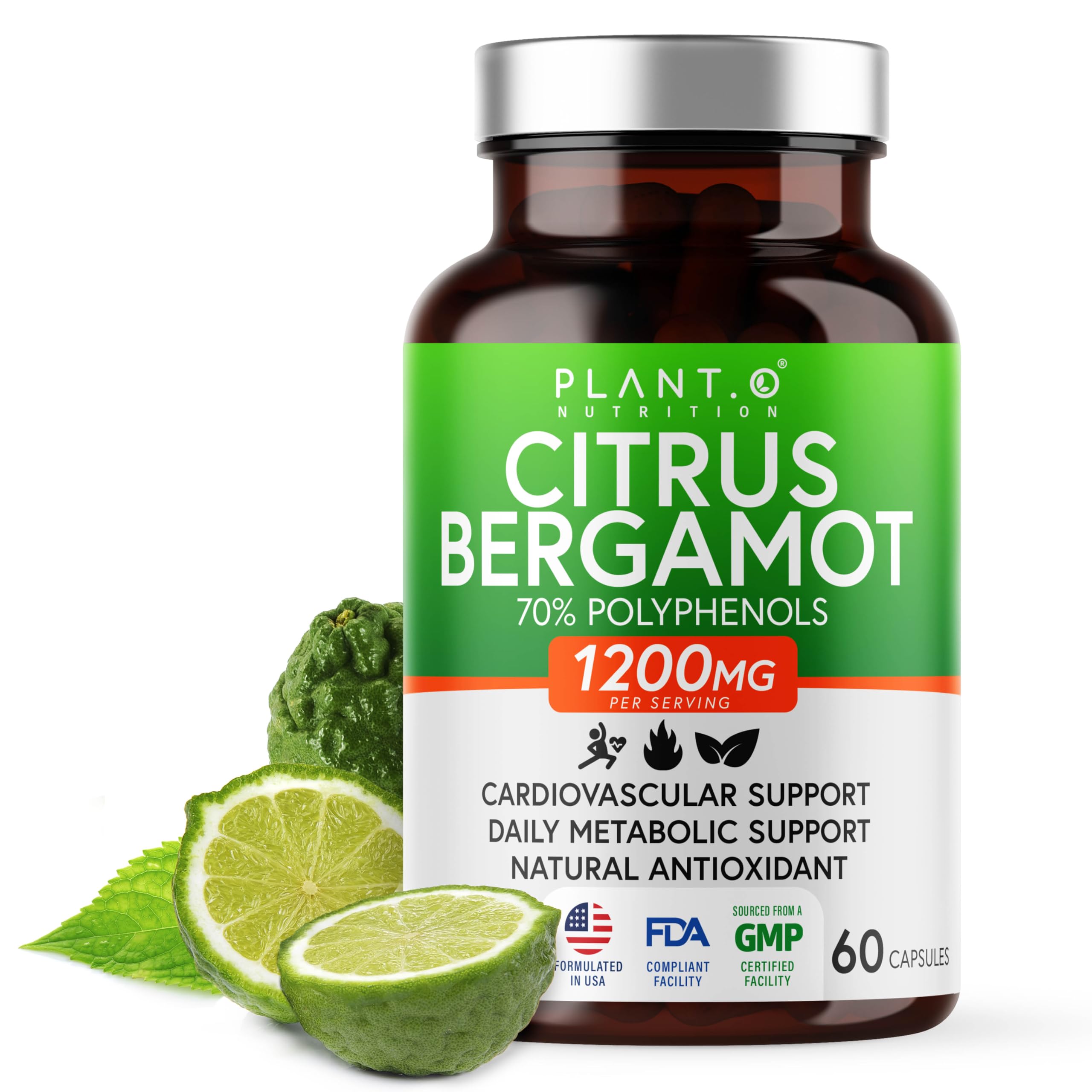 PLANT.O NUTRITION Citrus Bergamot Extract bottle showing high purity and potency