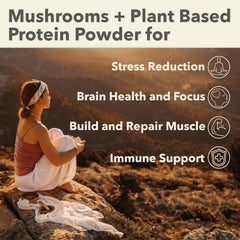 PlantFusion 3in1 mushroom protein label indicating the blend and adaptogens.