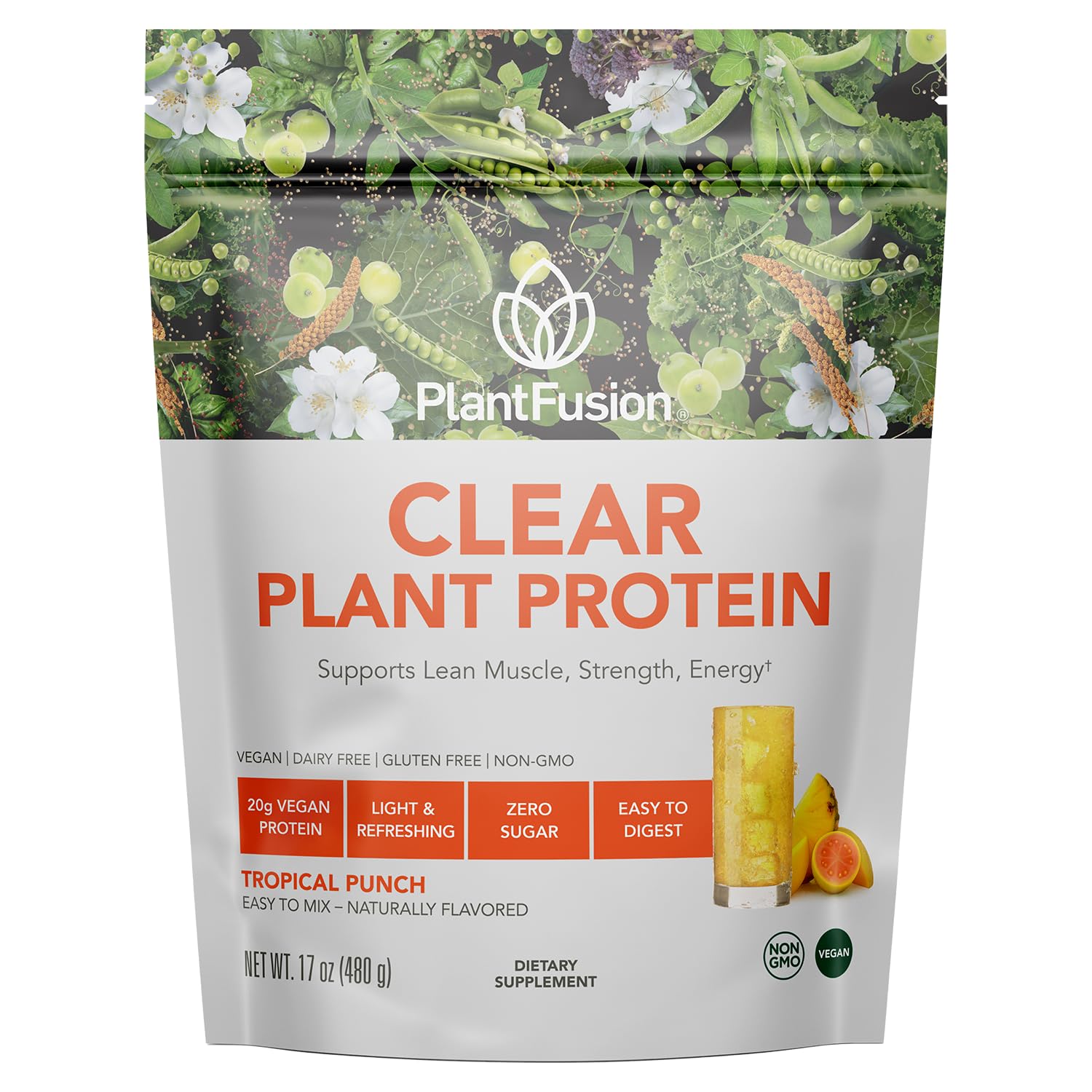 PlantFusion Clear Protein pours into water for a refreshing, low-calorie drink.