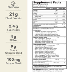 Scoop of PlantFusion Complete Lean protein with glass showing easy shake preparation