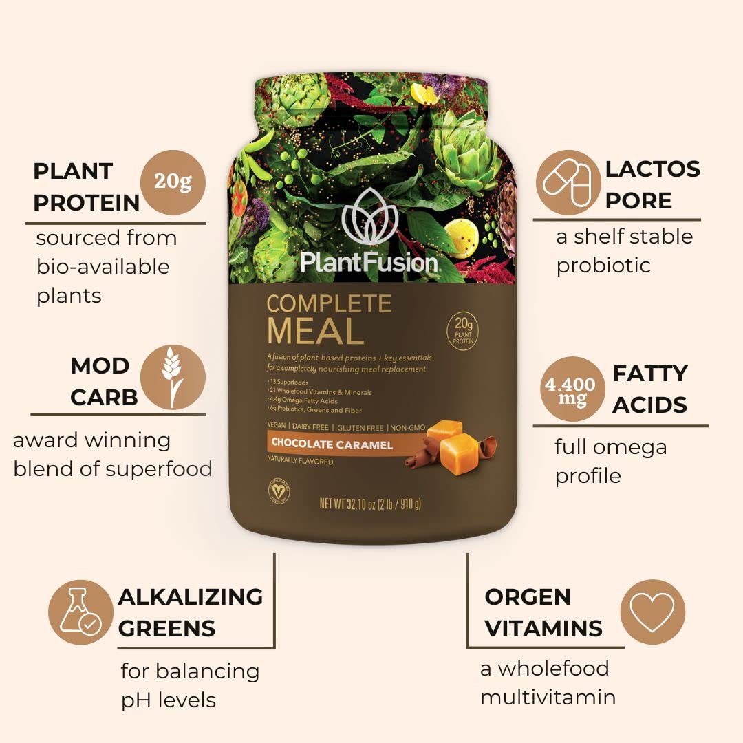 PlantFusion Complete Meal Shake ingredients featuring greens and superfoods