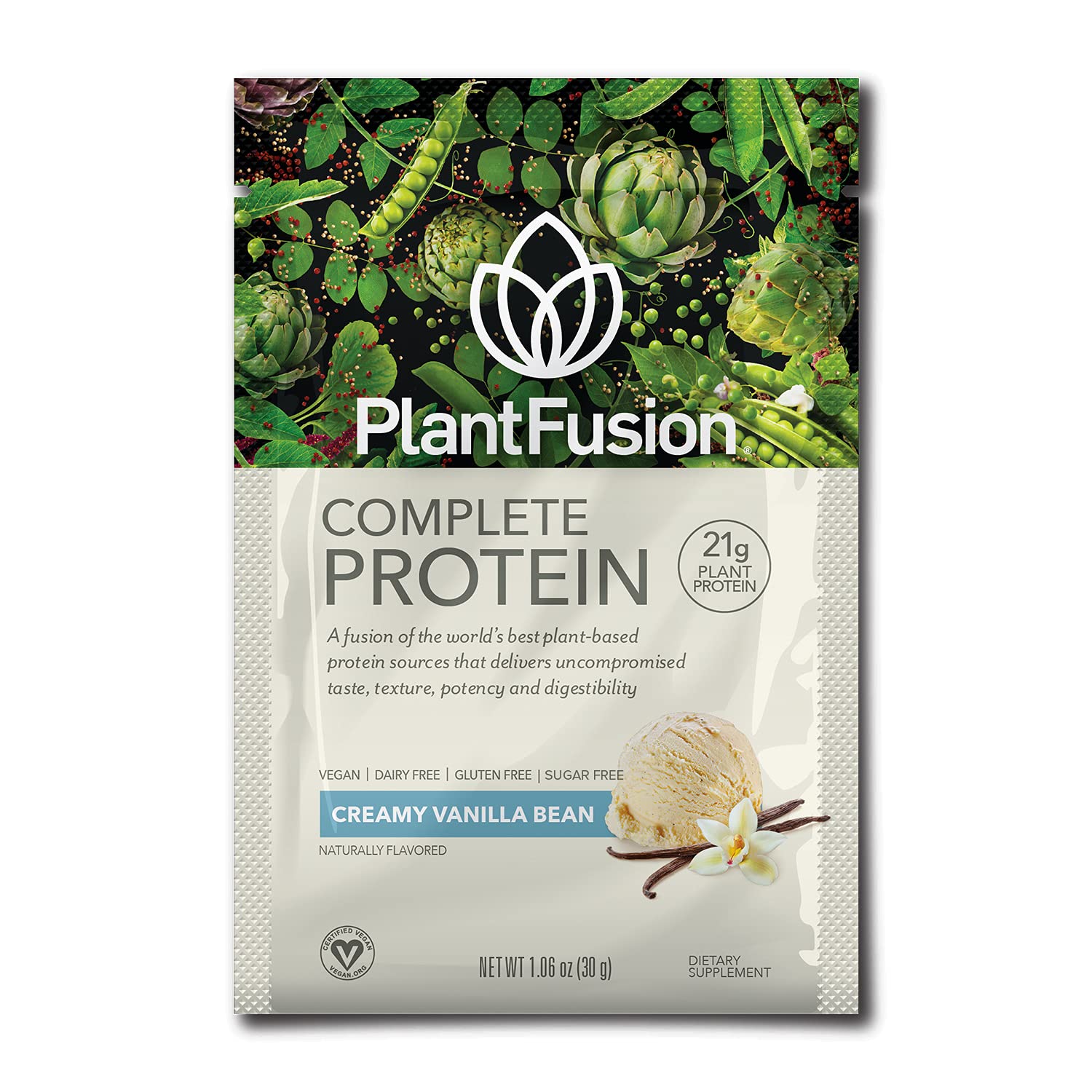 PlantFusion Complete Vanilla protein bottle for daily workouts and convenient nutrition.