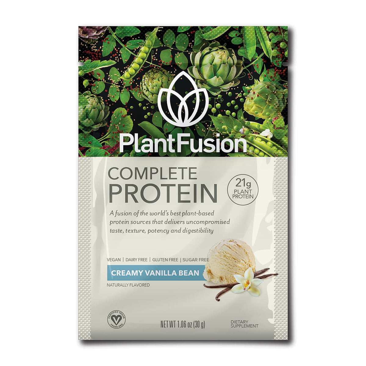 PlantFusion Complete Vanilla protein bottle for daily workouts and convenient nutrition.
