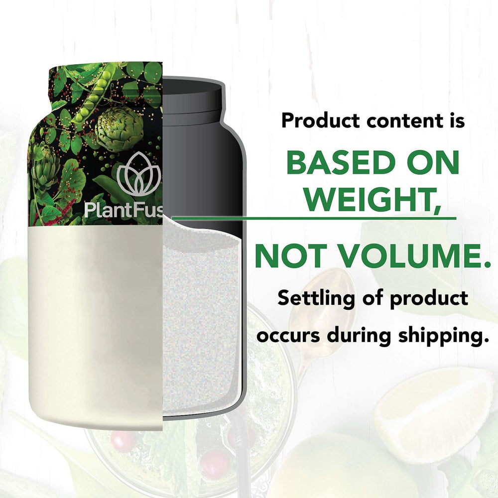 PlantFusion powder poured into a shaker for smoothies and daily use