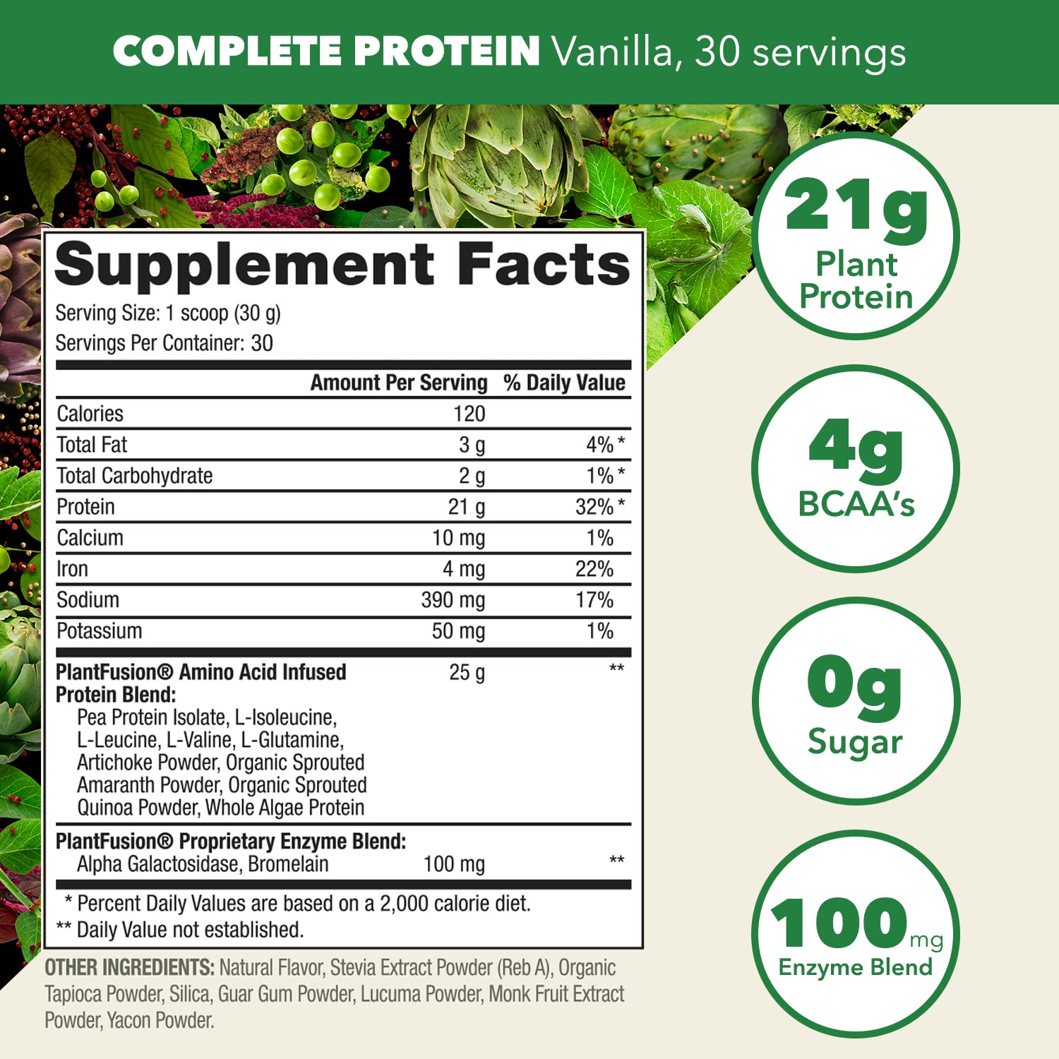 PlantFusion Flavor Pure blend packaging highlights natural sweetness with monk fruit and lucuma.