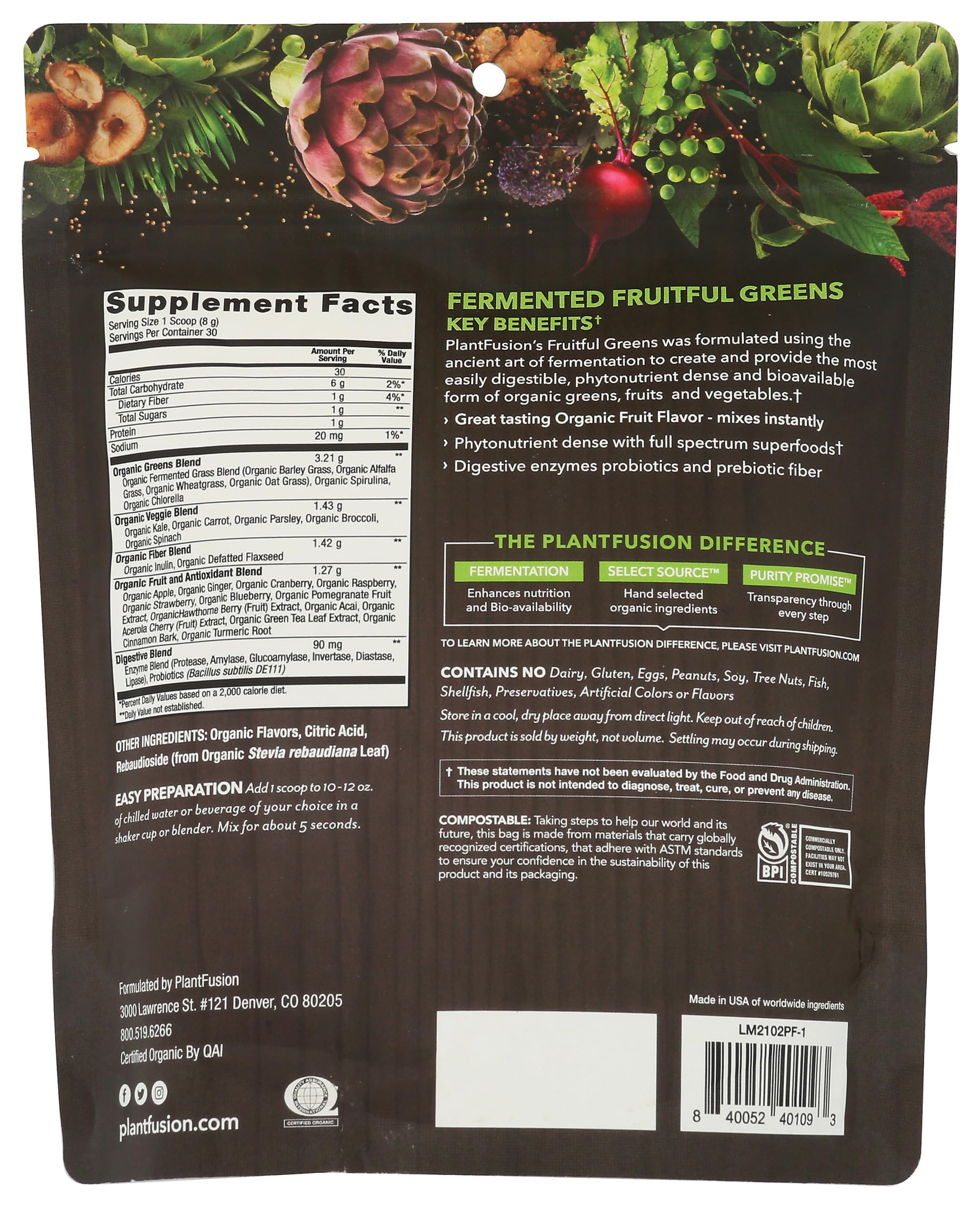 PlantFusion Fruitful Greens dissolving in water with a vibrant green hue.