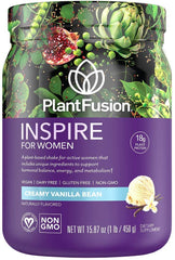 PlantFusion Inspire bottle with creamy vanilla powder for a post-workout shake