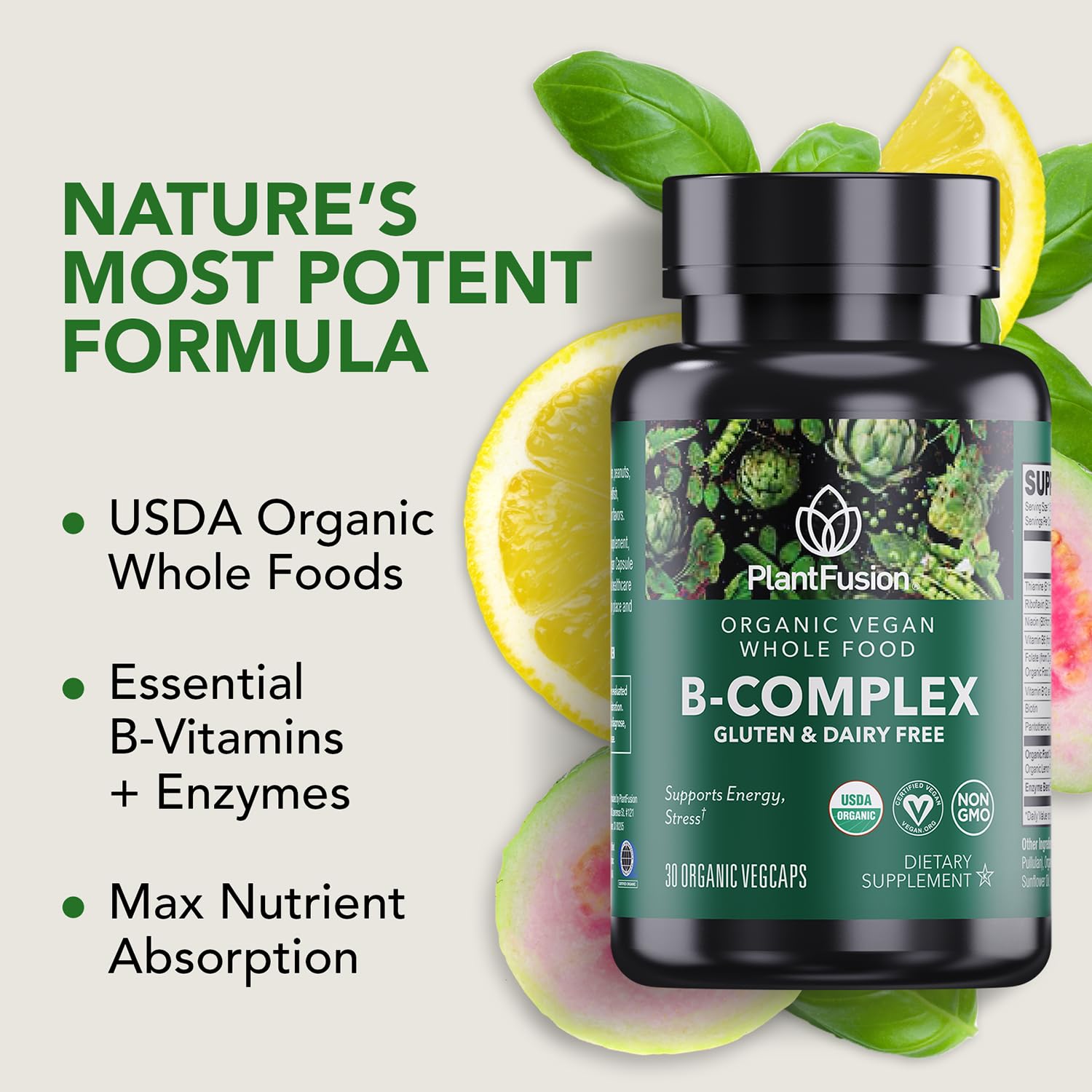 PlantFusion B-Complex capsules in vegan pullulan capsules for clean-label wellness