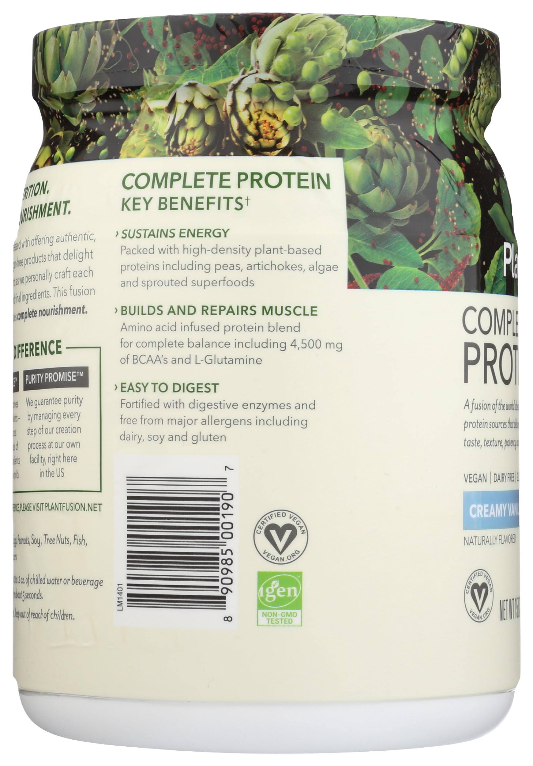 PlantFusion vegan protein with berries in a glass bowl for a healthy snack