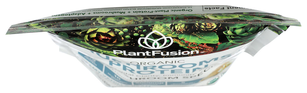 PlantFusion 10-mushroom blend graphic highlighting immune and mood support.
