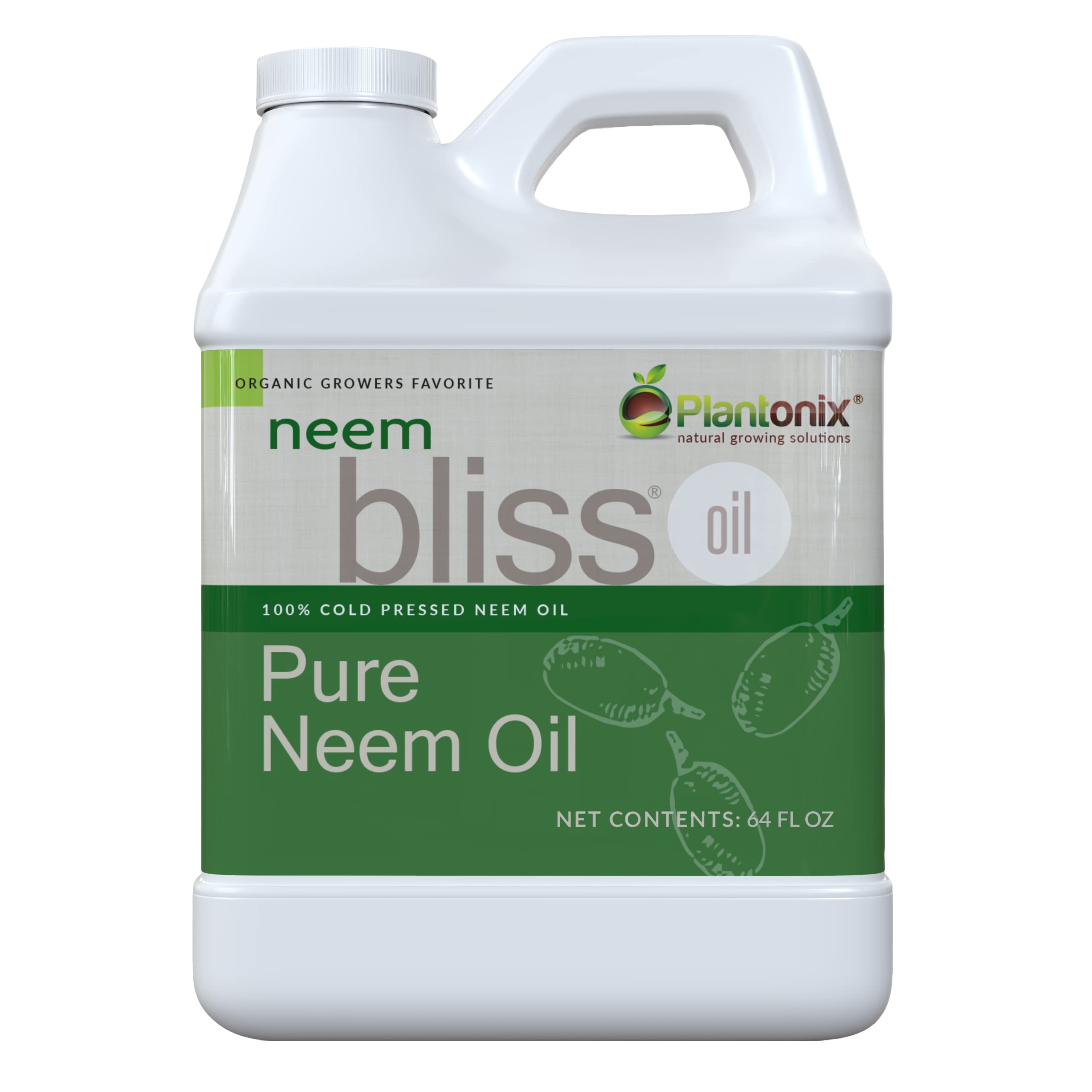 Plantonix Neem Bliss 64oz bottle highlighting pure neem oil for skin and hair care