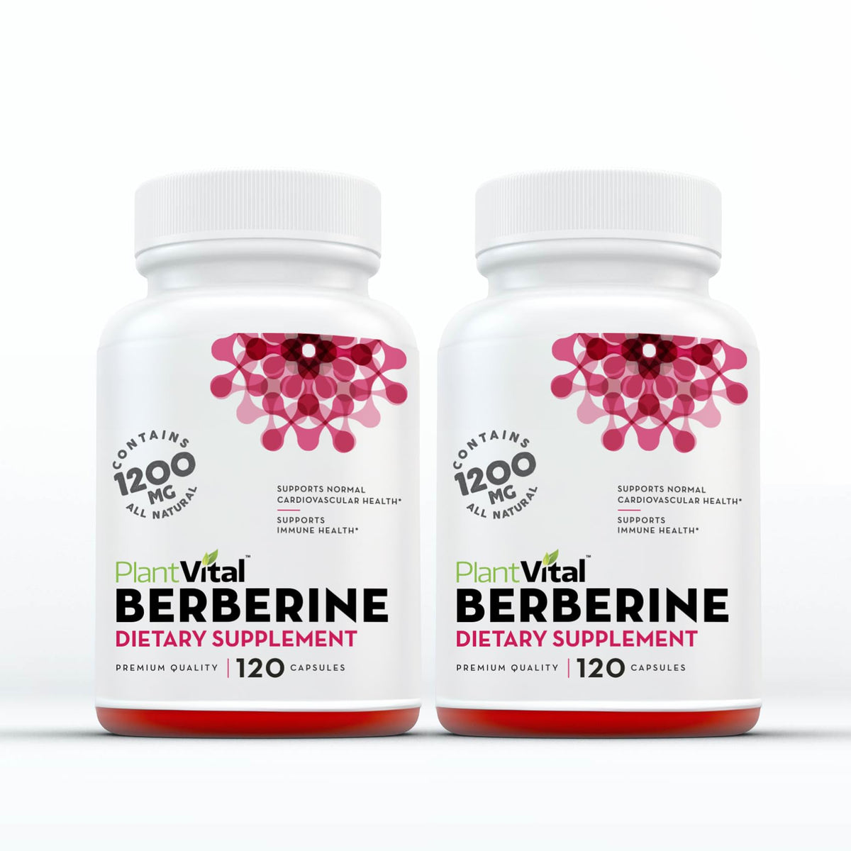Plantvital Berberine 1200mg bottle showing full spectrum vegan capsules for immune support potential