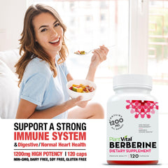 Plantvital Berberine 1200mg bottle on a clean surface made in USA additive free