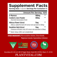 Plantvital cranberry extract bottle; high-potency capsules for urinary health.