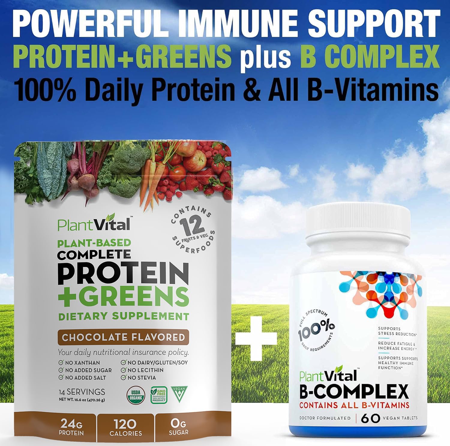 Plantvital glutenfree dairyfree badge signals dairy-free, gluten-free protein powder