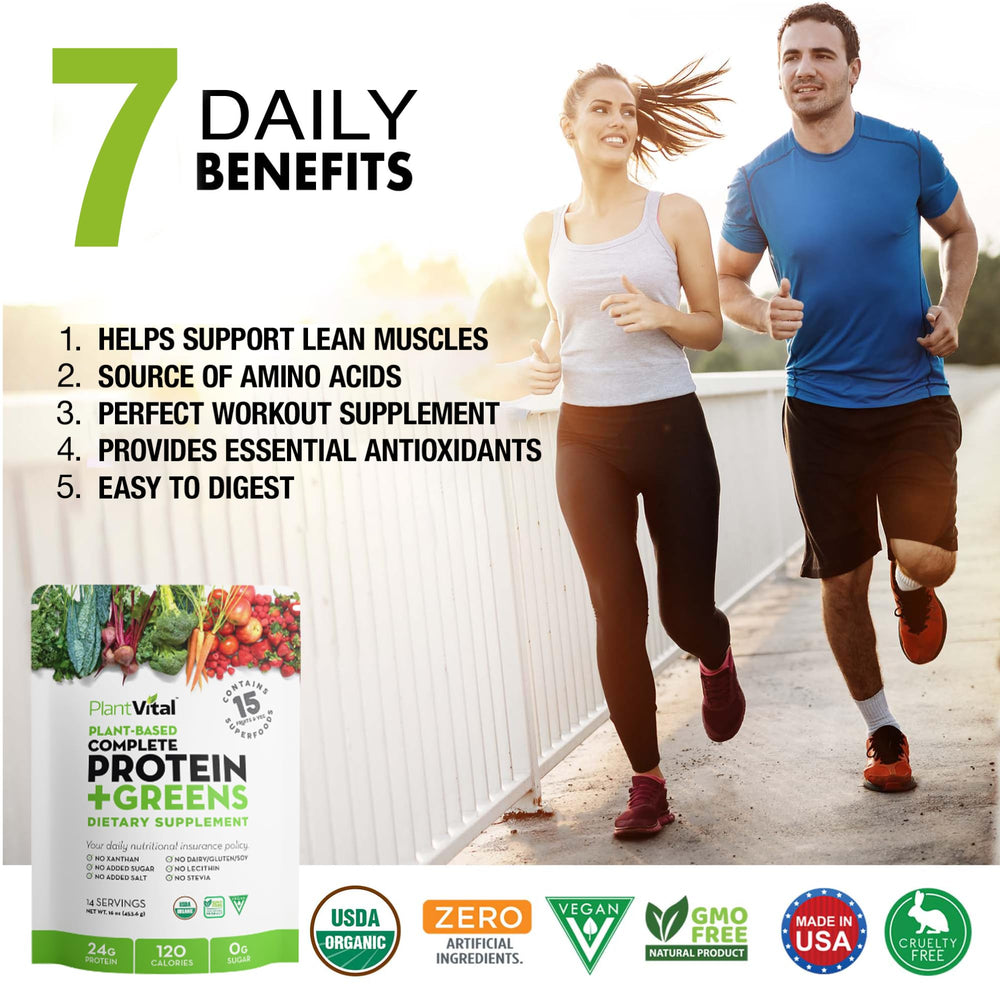 Plantvital probiotic fortified protein powder bottle with 1B CFU probiotics