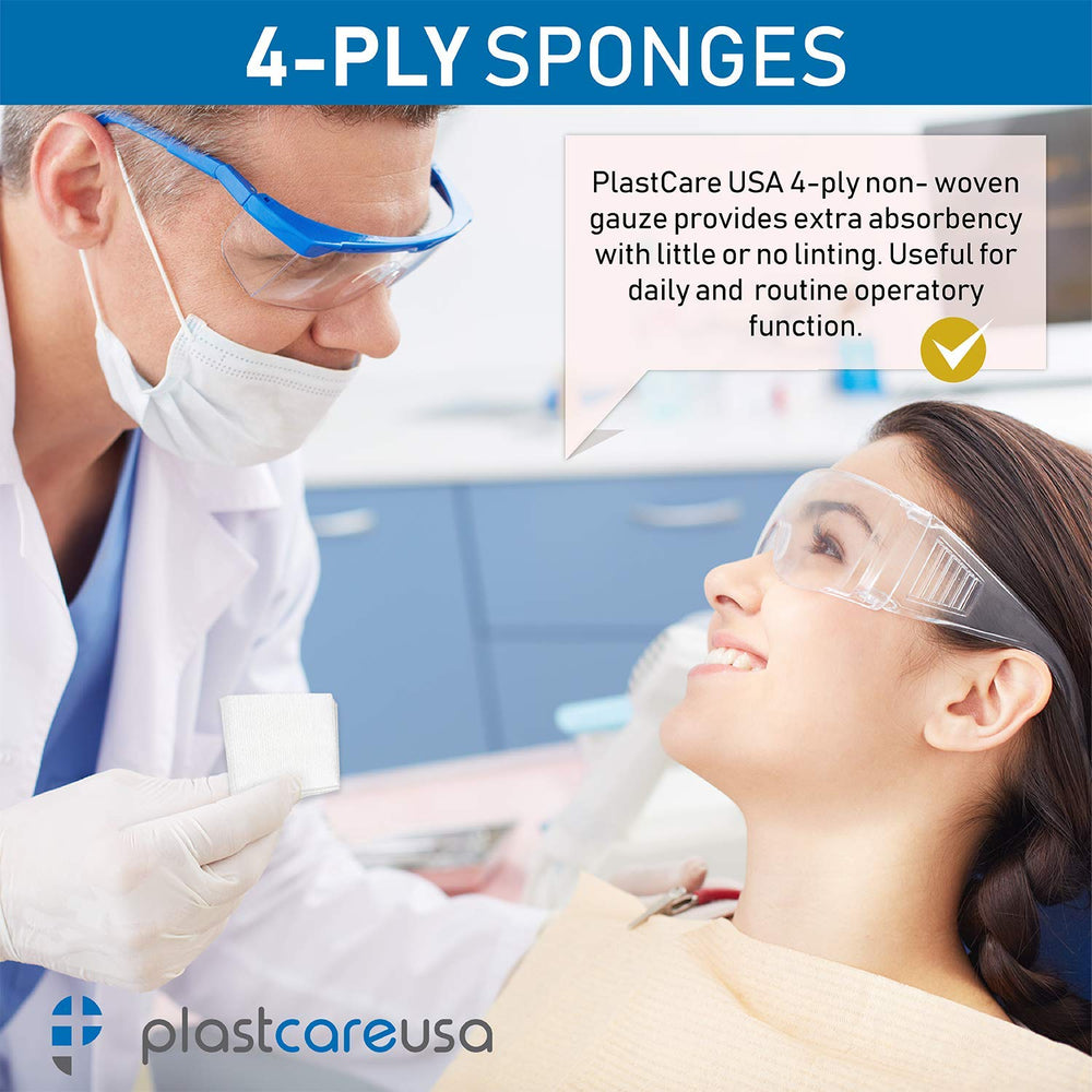 PlastCare USA soft comfort gauze sponges, gentle on sensitive skin