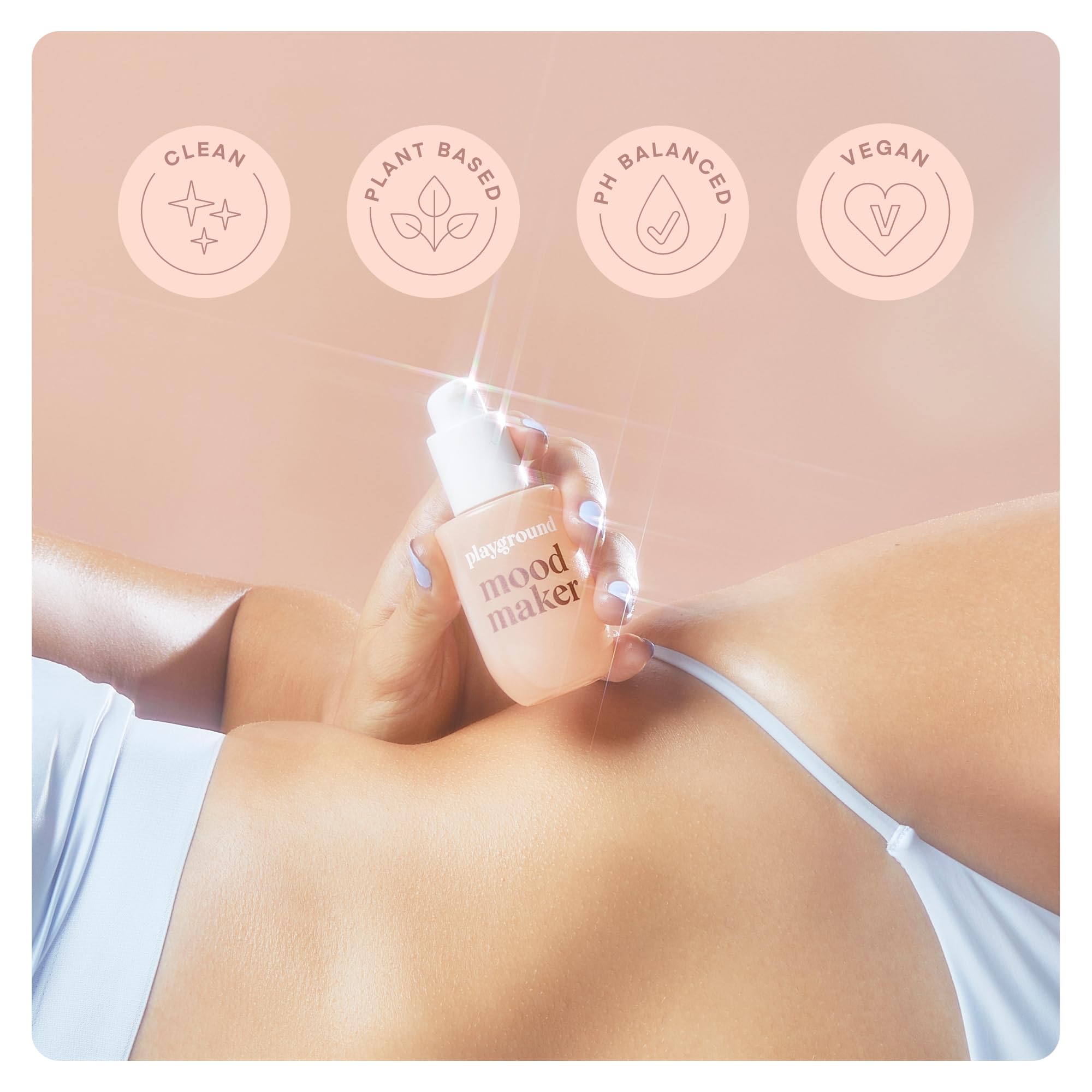 Playground Mood Maker Intimacy Oil apricot oil and meadowfoam provide gentle hydration