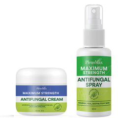 PLENO bundle packaging showing 50g cream and 60ml spray for convenient antifungal care