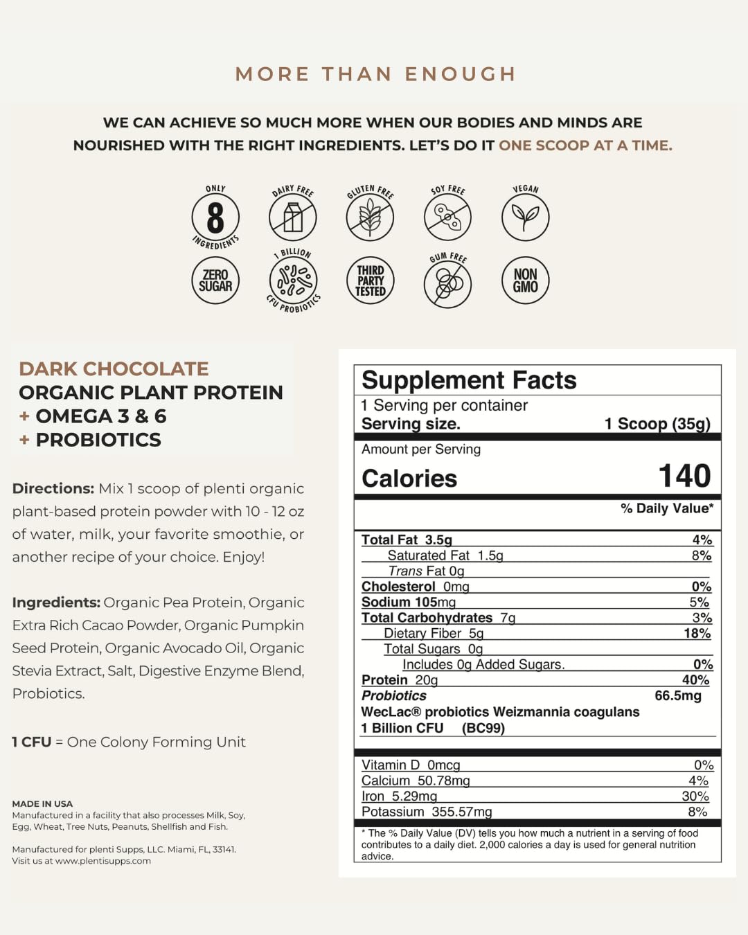 plenti organic pea protein powder bag in pantry for everyday use
