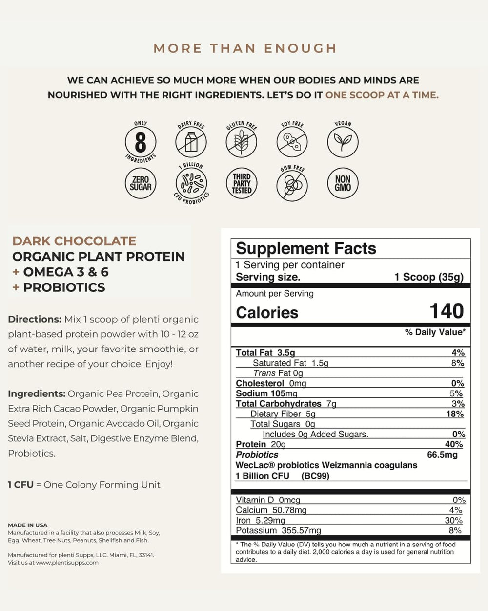 plenti organic pea protein powder bag in pantry for everyday use