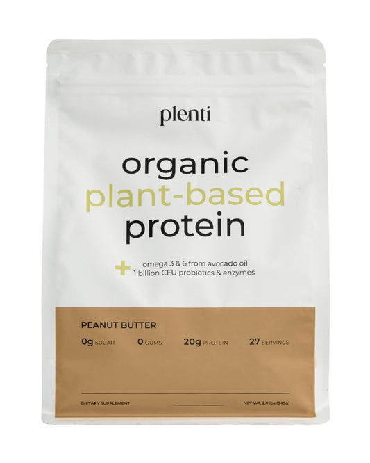 plenti peanut butter protein bottle pour—smooth flavor for quick shakes