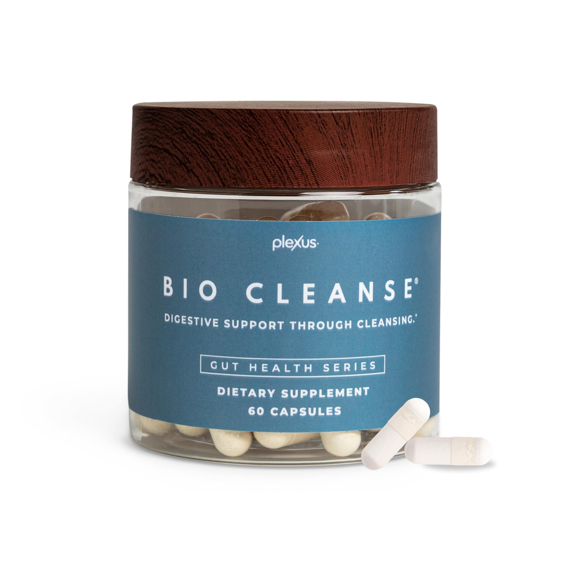 Plexus Bio Cleanse bottle front highlighting convenient daily digestive support.