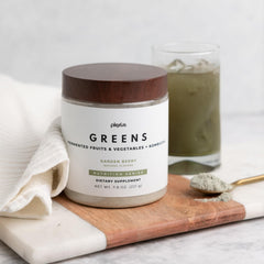 Plexus Greens powder jar emphasizes nutrient-rich greens for everyday vitality