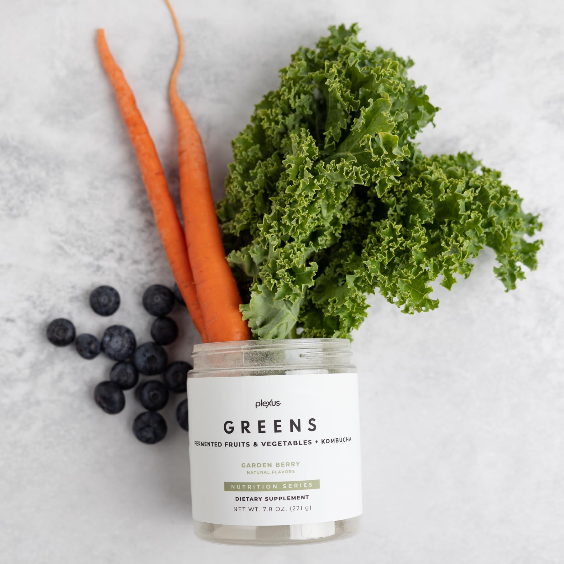 Plexus Greens kombucha tea blend bottle captures a refreshing flavor boost