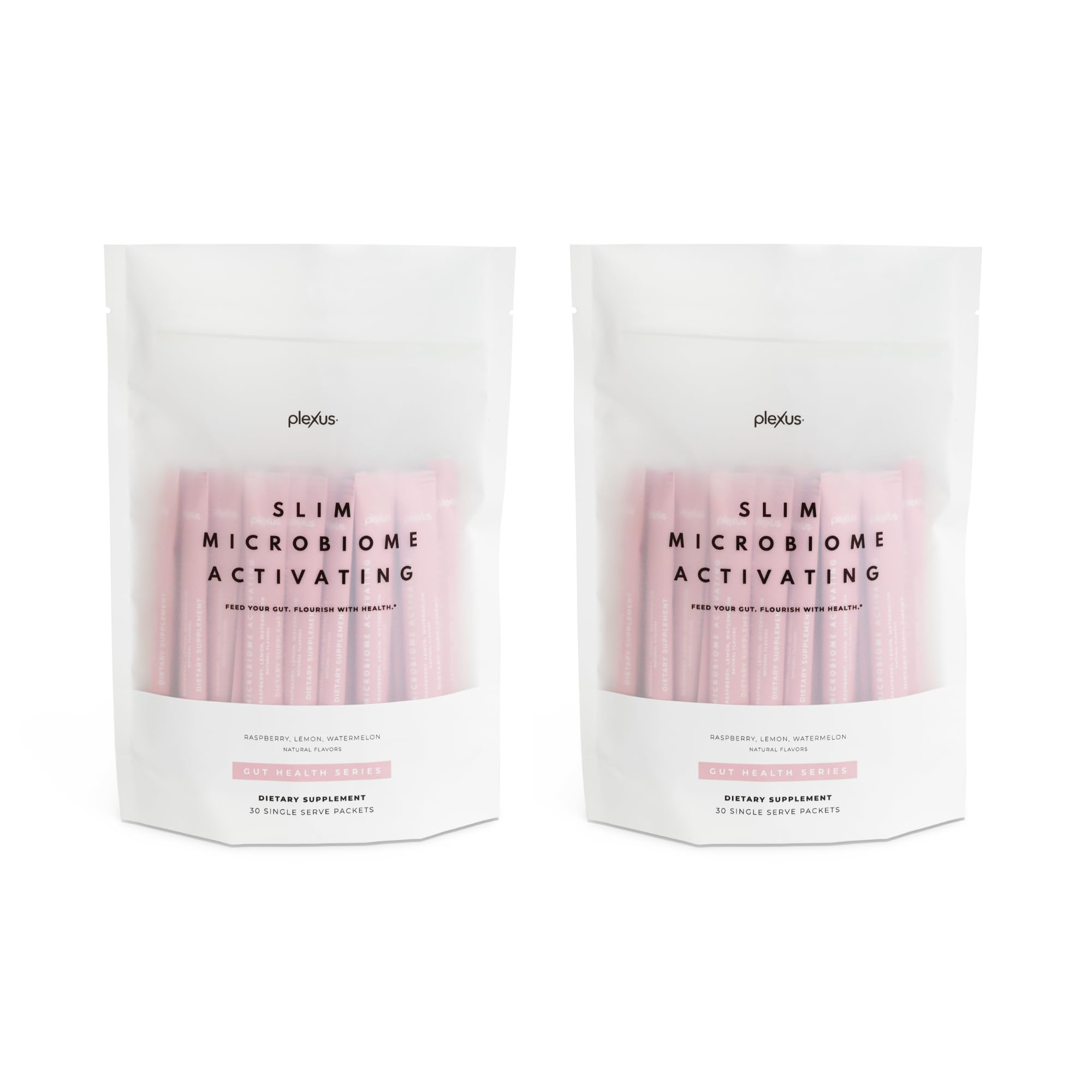 Plexus Slim Microbiome Activating bottle in a 2-pack for easy daily prebiotic support.