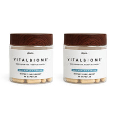 Plexus VitalBiome 2-pack bottle front with capsules for daily gut and mood support