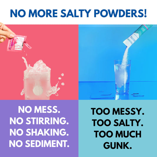 Plink fizzing action in a clear glass showing easy daily hydration.