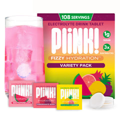 Plink Watermelon tablets dissolving in water for refreshing hydration.