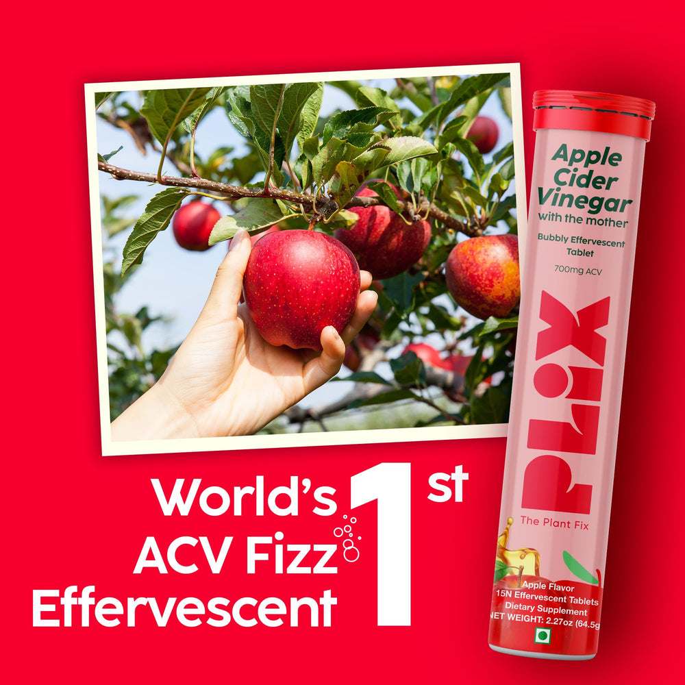 PLIX ACV tablet close-up featuring The Mother for natural wellness.