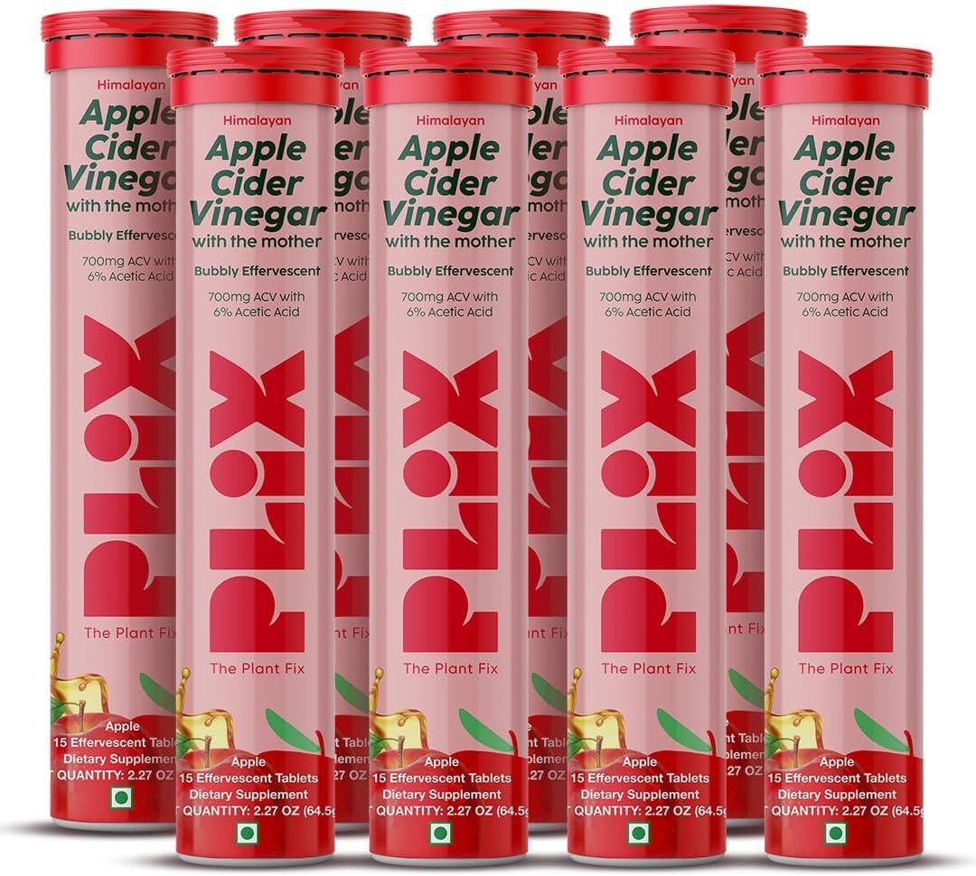 PLIX Apple Cider Vinegar tablets bottle on shelf for daily wellness.