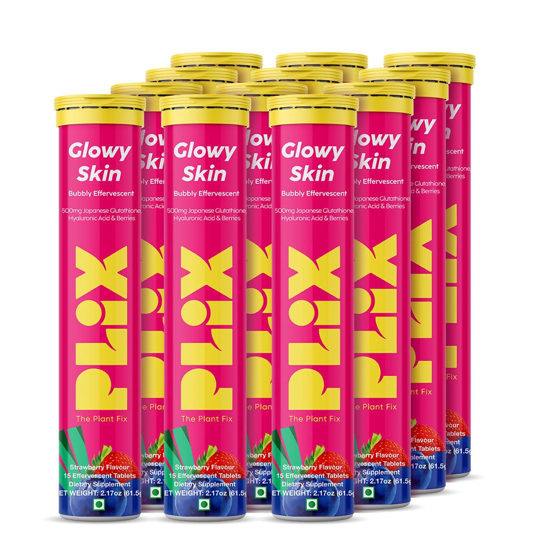 PLIX Glowy Skin bottle front for daily berry wellness.