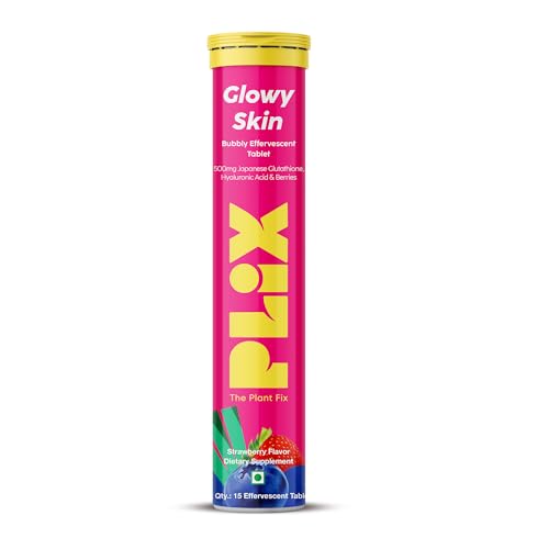 PLIX Glowy Skin tablets dissolve in water for a refreshing berry beverage.