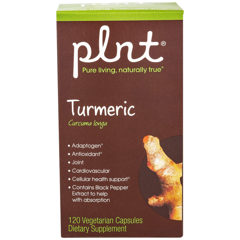 plnt Turmeric bottle side view for convenient daily dosing