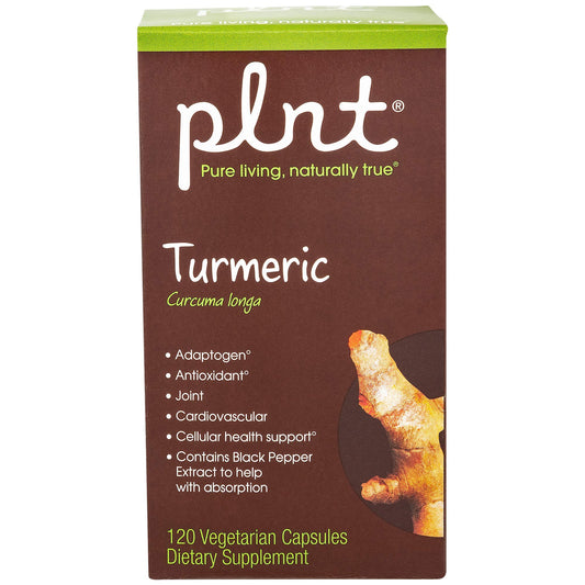 plnt Turmeric bottle side view for convenient daily dosing