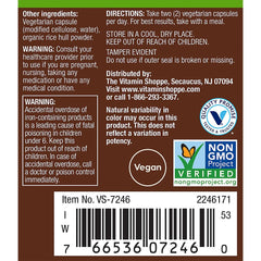 plnt Vitamin Shoppe tested label conveys purity and potency assurance.